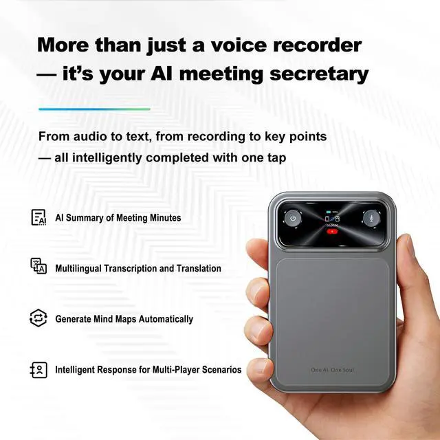 Alt view image 5 of 6 - AI Voice Recorder Pocket 16GB Dual Mic 118+ Languages Transcription | AI Note Taking Device, Meeting Recorder, AI Note Taker, Dual Microphone, APP Control,iOS & Android Compatible