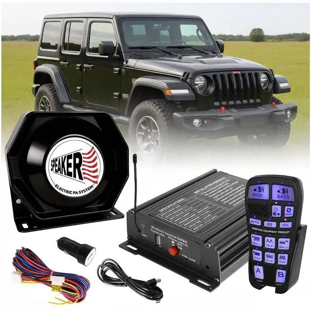 Main image of 200W Wireless Multi-Tone Emergency Car Siren Speaker PA System Kit | 110-130dB Car PA System, Ultra-Slim Speaker, Wireless Handheld Microphone, Police Siren kit, IP67Waterproof, 12V Vehicles Use