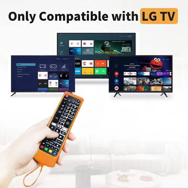 Alt view image 2 of 7 - (Pack of 3) Replacement Remote Fit LG TV Remote with Anti-Lost Glow Protective Silicone Cover & Hook, Universal for LG All Smart LCD LED HDTV UHD OLED 3D 4K TVs(Green&Orange&Dark Pink)