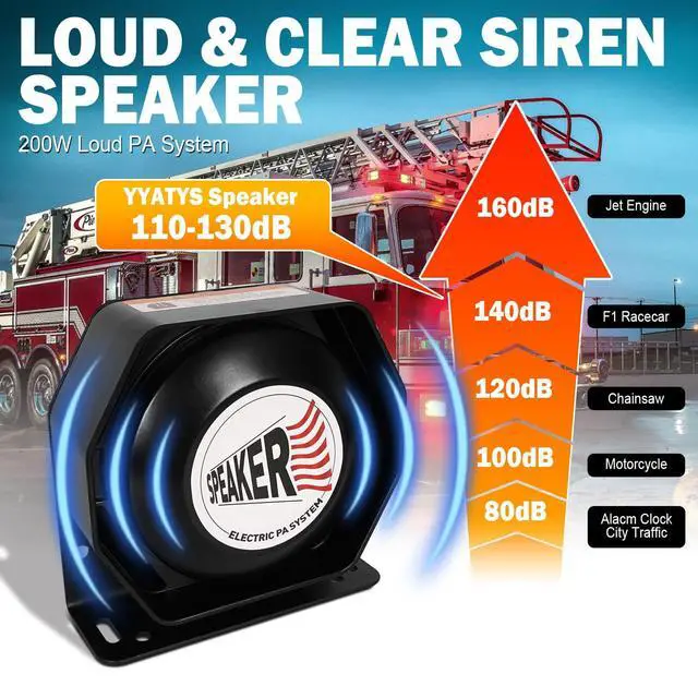 Alt view image 2 of 6 - 200W Wireless Multi-Tone Emergency Car Siren Speaker PA System Kit | 110-130dB Car PA System, Ultra-Slim Speaker, Wireless Handheld Microphone, Police Siren kit, IP67Waterproof, 12V Vehicles Use