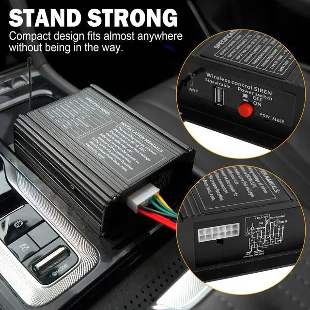 Alt view image 5 of 6 - 200W Wireless Multi-Tone Emergency Car Siren Speaker PA System Kit | 110-130dB Car PA System, Ultra-Slim Speaker, Wireless Handheld Microphone, Police Siren kit, IP67Waterproof, 12V Vehicles Use