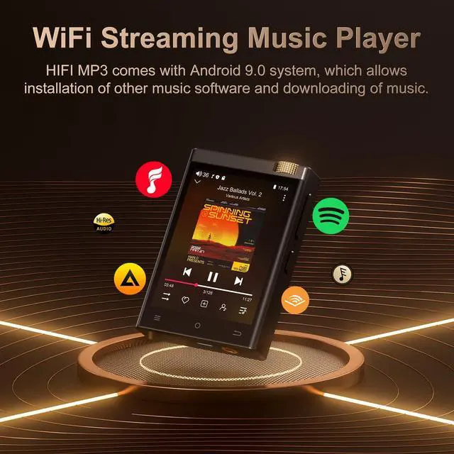 Alt view image 4 of 6 - HiFi MP3 Player with Bluetooth and WiFi, Lossless DSD High-Resolution Digital Audio Music Player, High-Resolution Portable Audio Player with 64GB Card, Supports up to 1TB