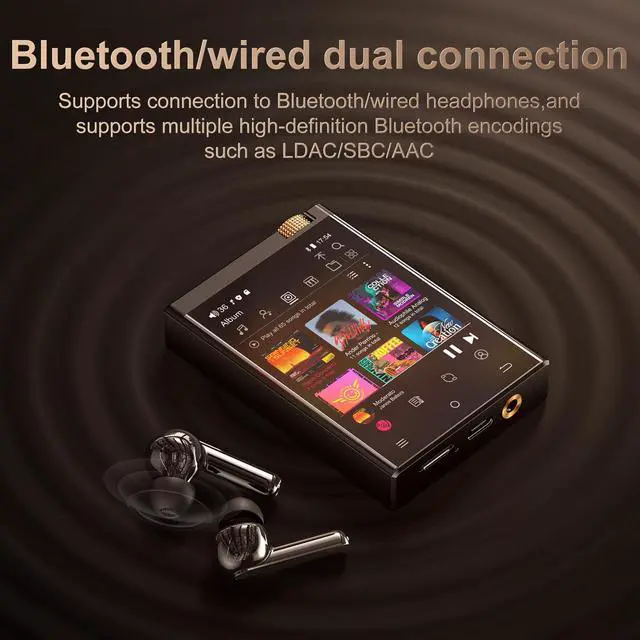 Alt view image 5 of 6 - HiFi MP3 Player with Bluetooth and WiFi, Lossless DSD High-Resolution Digital Audio Music Player, High-Resolution Portable Audio Player with 64GB Card, Supports up to 1TB