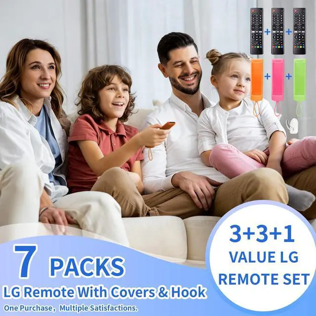 Alt view image 7 of 7 - (Pack of 3) Replacement Remote Fit LG TV Remote with Anti-Lost Glow Protective Silicone Cover & Hook, Universal for LG All Smart LCD LED HDTV UHD OLED 3D 4K TVs(Green&Orange&Dark Pink)