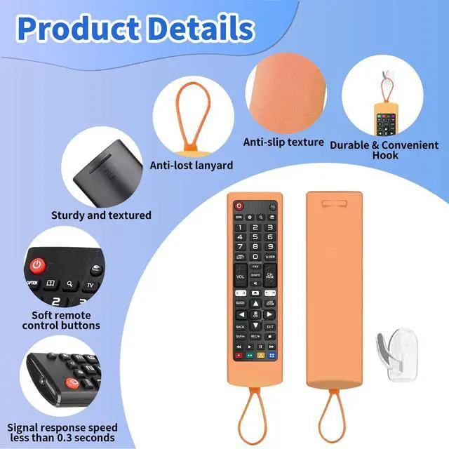 Alt view image 5 of 7 - (Pack of 3) Replacement Remote Fit LG TV Remote with Anti-Lost Glow Protective Silicone Cover & Hook, Universal for LG All Smart LCD LED HDTV UHD OLED 3D 4K TVs(Green&Orange&Dark Pink)