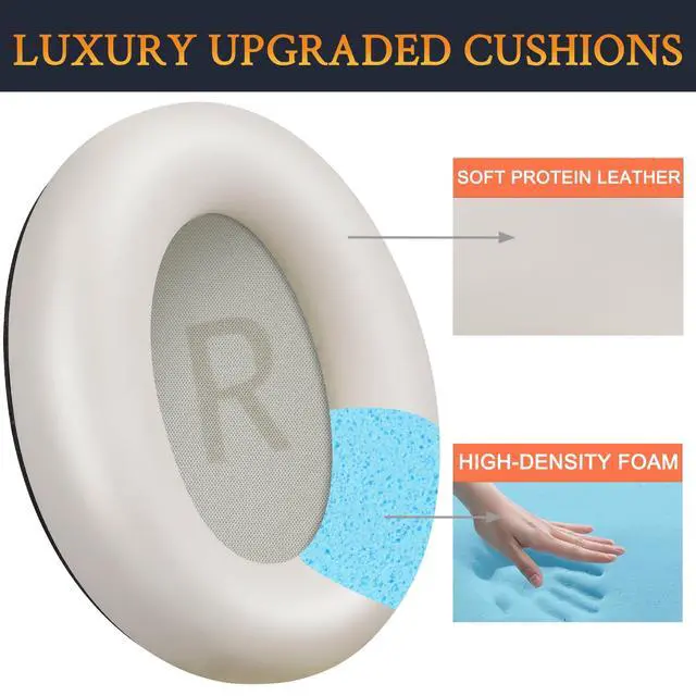 Alt view image 3 of 6 - Earpads Replacement for Anker Soundcore Space One (S1) Headphones, Not for Space One Pro, Ear Pads Cushions with Softer Protein Leather, Noise Isolation Foam - Gold