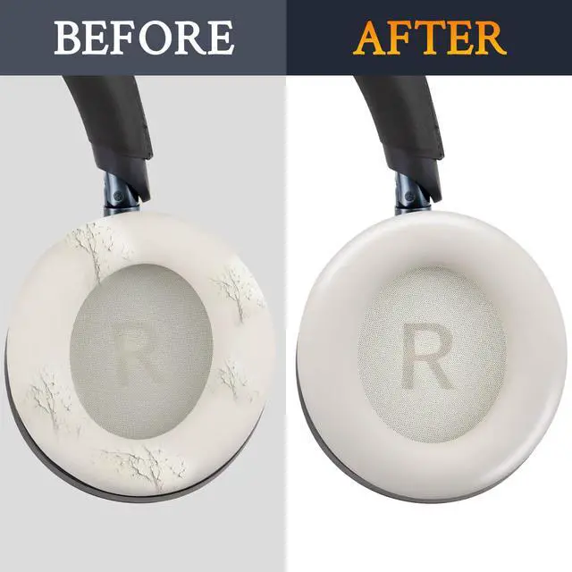 Alt view image 6 of 6 - Earpads Replacement for Anker Soundcore Space One (S1) Headphones, Not for Space One Pro, Ear Pads Cushions with Softer Protein Leather, Noise Isolation Foam - Gold