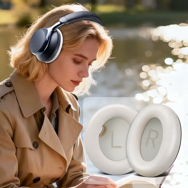 Alt view image 5 of 6 - Earpads Replacement for Anker Soundcore Space One (S1) Headphones, Not for Space One Pro, Ear Pads Cushions with Softer Protein Leather, Noise Isolation Foam - Gold