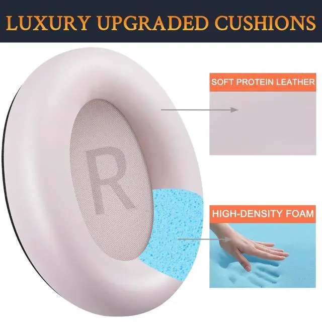 Alt view image 3 of 5 - Earpads Replacement for Anker Soundcore Space One (S1) Headphones, Not for Space One Pro, Ear Pads Cushions with Softer Protein Leather, Noise Isolation Foam - Pink