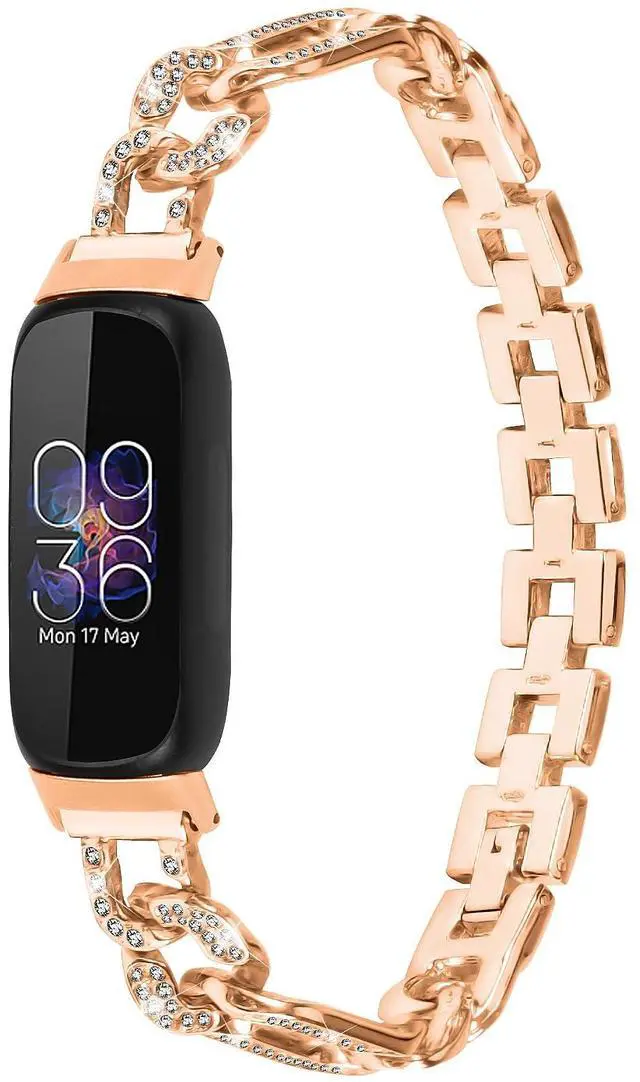 Alt view image 2 of 7 - Bling Metal Band Compatible with Fitbit Inspire 3, Luxury Stainless Steel Dressy Replacement Bracelet Strap, Adjustable Jewelry Wristband