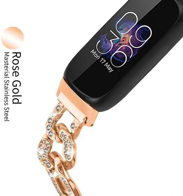 Alt view image 5 of 7 - Bling Metal Band Compatible with Fitbit Inspire 3, Luxury Stainless Steel Dressy Replacement Bracelet Strap, Adjustable Jewelry Wristband