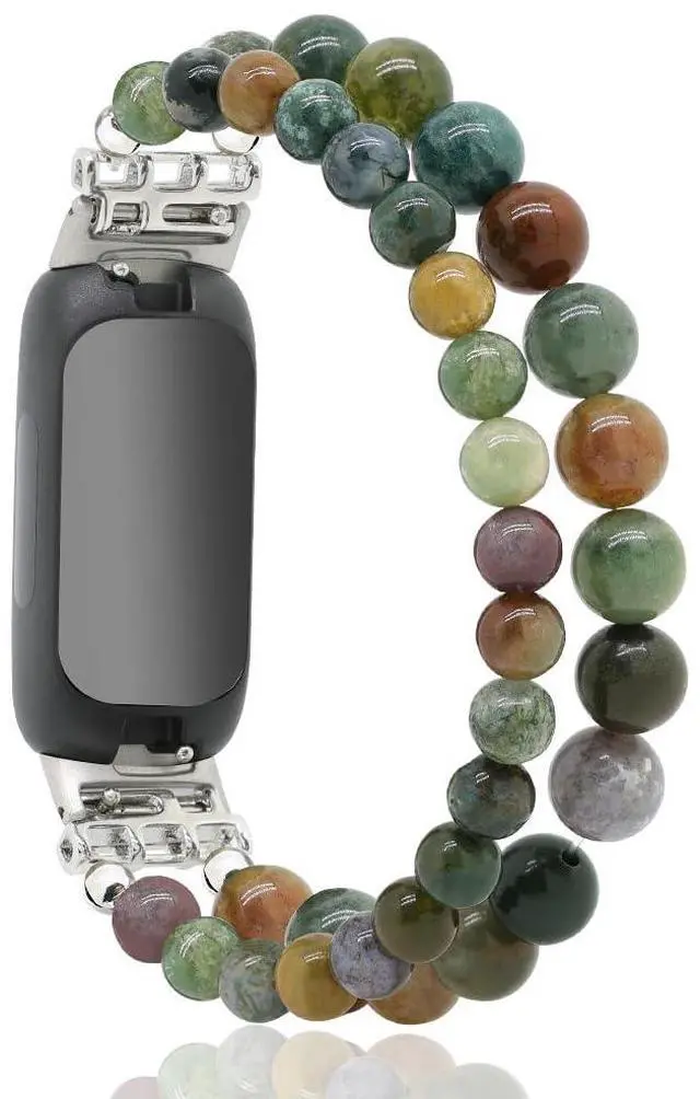 Main image of Bracelets Compatible with Fitbit Inspire 2 Bands for Women Beaded Wristband Adjustable Gemstone Replacement Straps