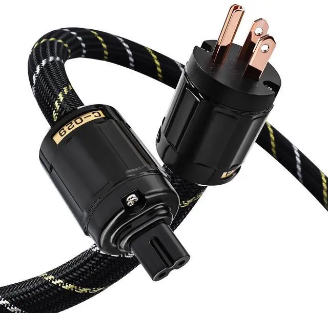 Main image of Audiophile HiFi AC Power Cord 6.56ft | 99.99% OFC Cores, Nylon Braid, NEMA 5-15P to C7, Heavy-Duty Audio Power Cable for Hi-Fi Systems and Amps