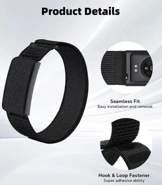 Alt view image 3 of 7 - Nylon Loop Compatible with Amazfit Helio Strap Band, Soft Bicep Band Breathable Sport Wristband, Hook & Loop Armband with Top Cover Design