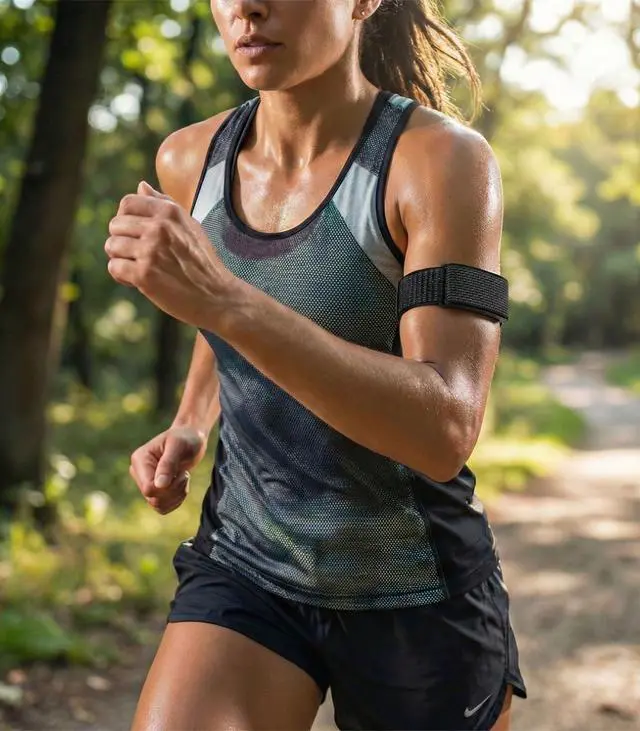 Alt view image 7 of 7 - Nylon Loop Compatible with Amazfit Helio Strap Band, Soft Bicep Band Breathable Sport Wristband, Hook & Loop Armband with Top Cover Design