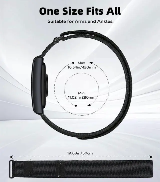 Alt view image 4 of 7 - Nylon Loop Compatible with Amazfit Helio Strap Band, Soft Bicep Band Breathable Sport Wristband, Hook & Loop Armband with Top Cover Design