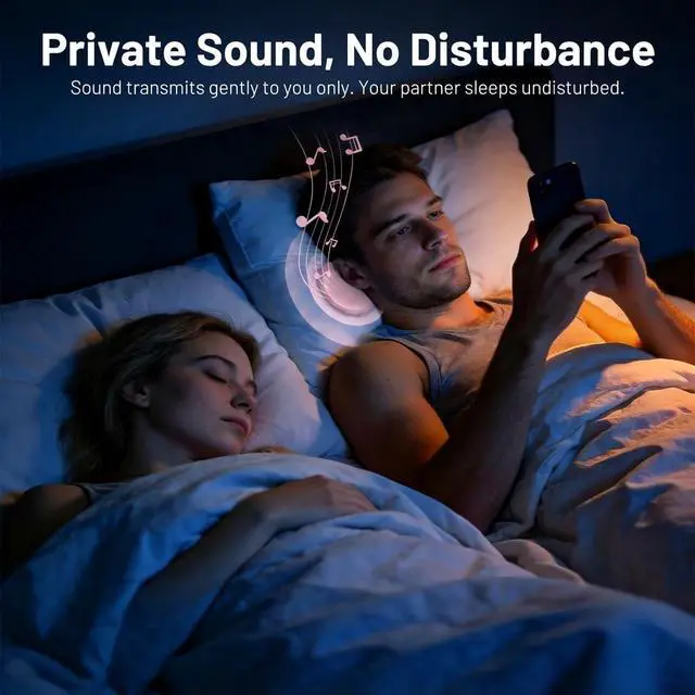 Alt view image 4 of 6 - Pillow Speaker for Sleeping, Ultra-Thin Portable Sleep Speaker Under Pillow Bluetooth 6.0, Private Sound Ear Friendly Speaker for Bed, Not Disturb Partner for Side Sleepers Travel Pink