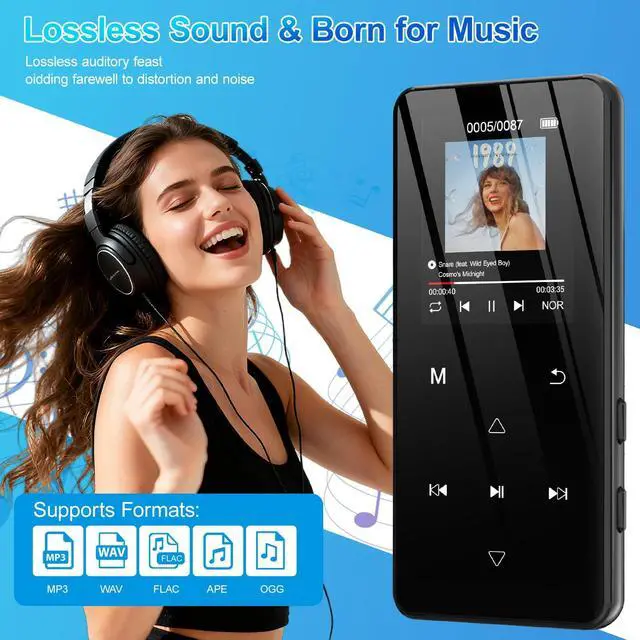Alt view image 4 of 6 - MP3 Player with Bluetooth 5.3, 32GB Portable Music Player with Speaker, HiFi Lossless Audio, Expandable to 128GB, Lightweight for Running, Gym, Travel, Kids & Students