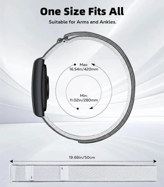 Alt view image 4 of 7 - Nylon Loop Compatible with Amazfit Helio Strap Band, Soft Bicep Band Breathable Sport Wristband, Hook & Loop Armband with Top Cover Design