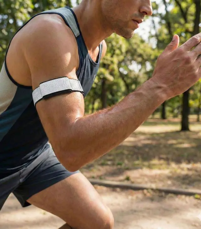 Alt view image 6 of 7 - Nylon Loop Compatible with Amazfit Helio Strap Band, Soft Bicep Band Breathable Sport Wristband, Hook & Loop Armband with Top Cover Design