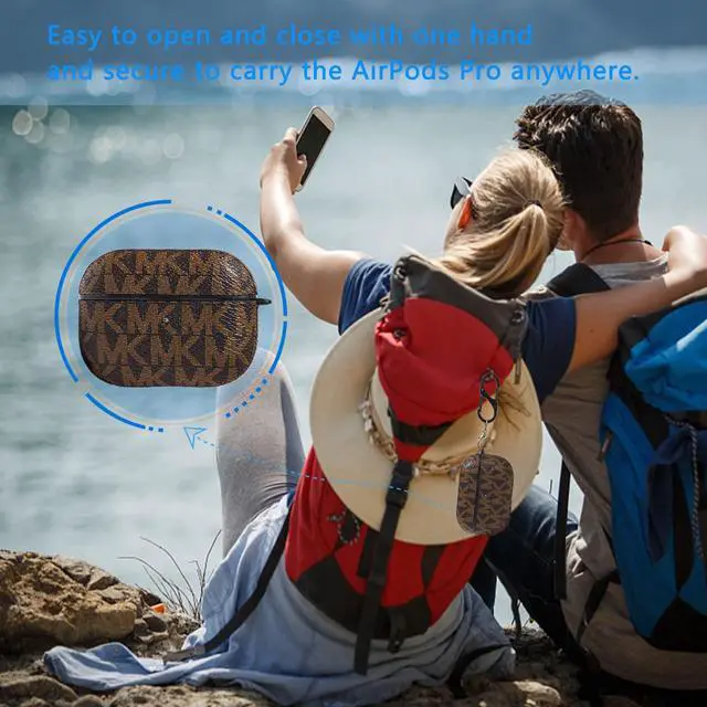 Alt view image 6 of 6 - for AirPods Pro Case Cover, Full-Body Protective Hard Shell Leather Airpods Pro Protective Cover with Keychain for AirPods Pro Wireless Charging Case, Front LED Visible