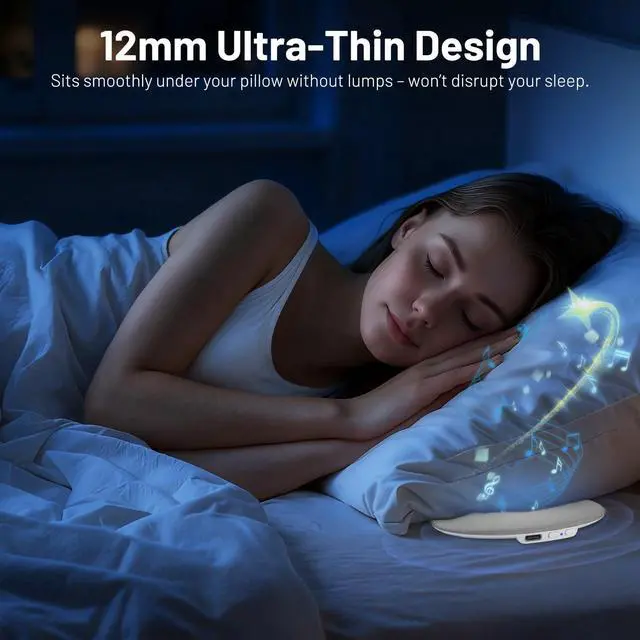 Alt view image 2 of 6 - Pillow Speaker for Sleeping, Ultra-Thin Portable Bluetooth 6.0 Gray | Sleep Speaker Under Pillow, Timer, Private Sound Ear Friendly Speaker for Bed, Not Disturb Partner for Side Sleepers Travel