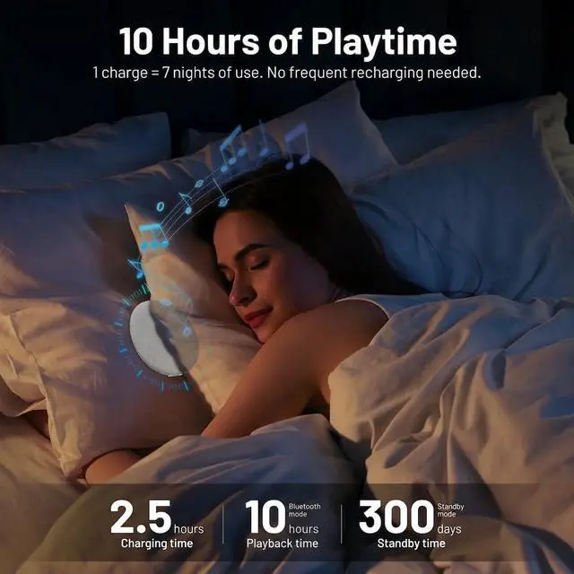 Alt view image 3 of 6 - Pillow Speaker for Sleeping, Ultra-Thin Portable Bluetooth 6.0 Gray | Sleep Speaker Under Pillow, Timer, Private Sound Ear Friendly Speaker for Bed, Not Disturb Partner for Side Sleepers Travel