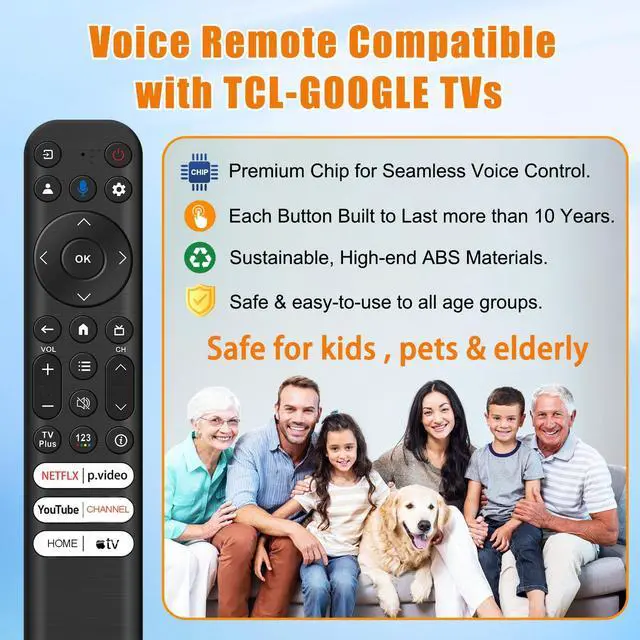 Alt view image 2 of 6 - Voice Remote Replacement for TCL Google TV QM8 QM7 Q7 Q6 Q5 | RC813 Remote Control Compatible with TCL LED UHD QLED FHD HDR Android Smart TV