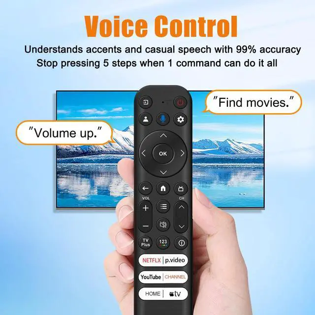 Alt view image 3 of 6 - Voice Remote Replacement for TCL Google TV QM8 QM7 Q7 Q6 Q5 | RC813 Remote Control Compatible with TCL LED UHD QLED FHD HDR Android Smart TV