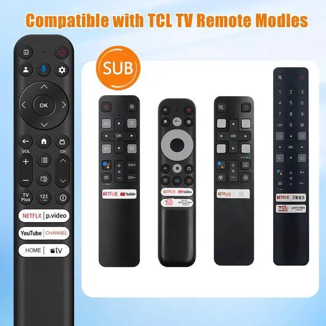 Alt view image 5 of 6 - Voice Remote Replacement for TCL Google TV QM8 QM7 Q7 Q6 Q5 | RC813 Remote Control Compatible with TCL LED UHD QLED FHD HDR Android Smart TV