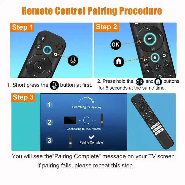 Alt view image 6 of 6 - Voice Remote Replacement for TCL Google TV QM8 QM7 Q7 Q6 Q5 | RC813 Remote Control Compatible with TCL LED UHD QLED FHD HDR Android Smart TV