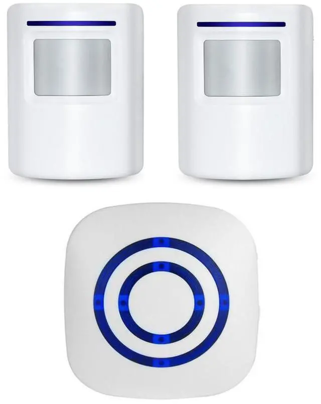 Main image of Wireless Home Security Driveway Alarm, Entry Alert, Visitor Door Bell Chime with 1 Plug-in Receiver and 2 PIR Motion Sensor Detector Alert System, Quality Sound and LED, 38 Melodies