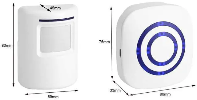 Alt view image 4 of 6 - Wireless Home Security Driveway Alarm, Entry Alert, Visitor Door Bell Chime with 1 Plug-in Receiver and 2 PIR Motion Sensor Detector Alert System, Quality Sound and LED, 38 Melodies