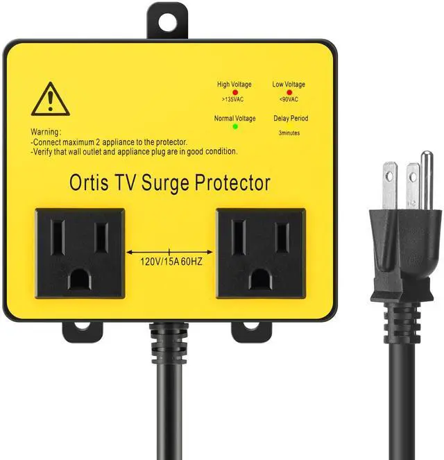 Main image of TV Surge Protector for Smart TV, Double Outlet Voltage Protector for Home Appliances with Time Delay, Protects Against Brownout, Spike, Instant Surge All Voltage Abnormalities