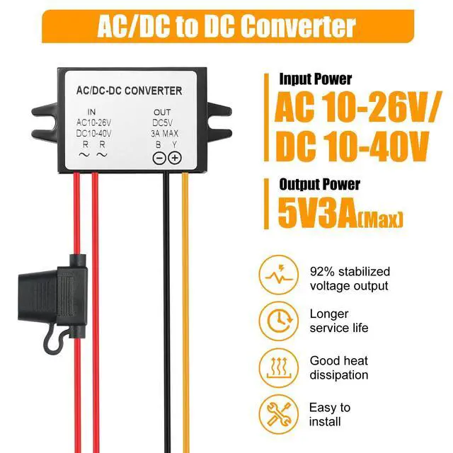 Alt view image 2 of 6 - AC DC 10V-40V to DC 5V 3A Waterproof Transformer 15W Voltage Regulator Converter with for CNC Equipment Switch Photovoltaic Panel etc