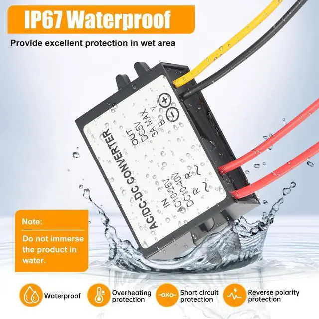 Alt view image 5 of 7 - AC to DC 5V 3A Power Supply IP67 Waterproof 15W Converter - Suitable for Buildings, Trucks, Oceans, Outdoors, Agriculture, and RVs, Suitable for Harsh environments