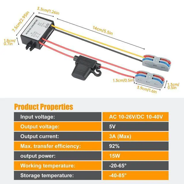 Alt view image 6 of 6 - AC DC 10V-40V to DC 5V 3A Waterproof Transformer 15W Voltage Regulator Converter with for CNC Equipment Switch Photovoltaic Panel etc