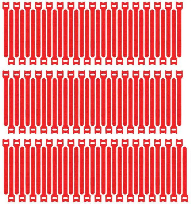 Main image of 100pcs Reusable Fastening Cable Ties Adjustable Wire Management 8 Inch (Red)