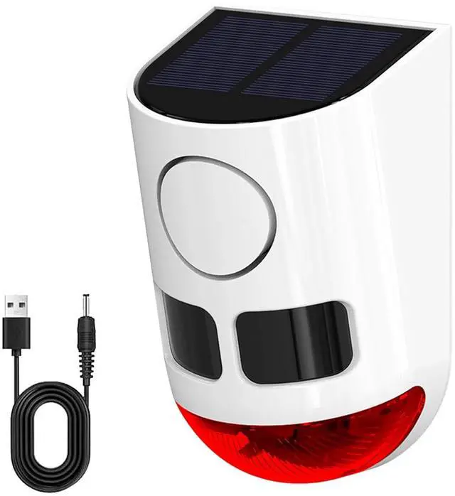 Main image of Solar Motion Sensor Alarm with Strobe Light, 130dB Outdoor Security Alarm System, 13 Alarm Sounds with Remote Control, Solar Powered, Waterproof PIR Motion Detector for Farm Yard Garden Orchard.1PCS