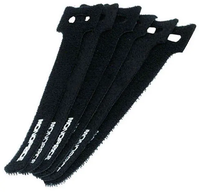 Main image of Hook and Loop Fastening Cable Ties - 6 Inch, 50 Piece Bulk Pack, With Eye Hole For Hanging, Black