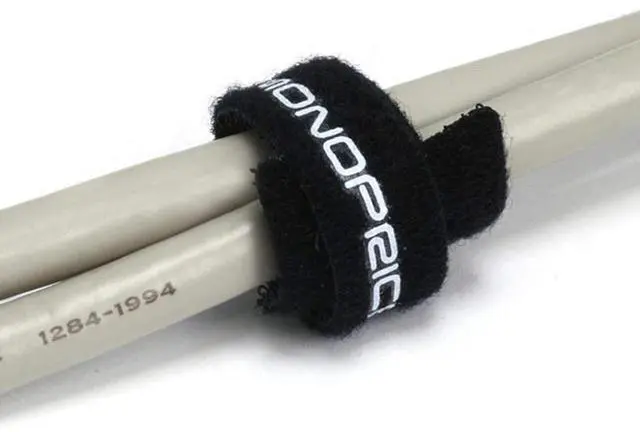 Alt view image 4 of 4 - Hook and Loop Fastening Cable Ties - 6 Inch, 50 Piece Bulk Pack, With Eye Hole For Hanging, Black