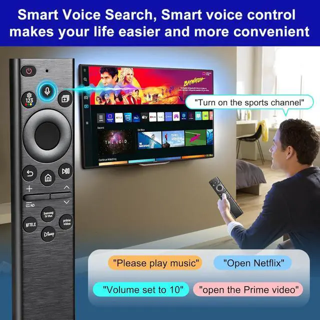 Alt view image 3 of 7 - Replacement Remote Control for Samsung Remote, for All 2019-2025 Samsung Remote Control for Smart with Voice Control. No Solar, Balck