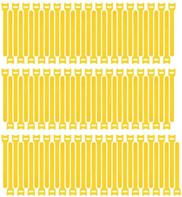 Main image of 100pcs Reusable Fastening Cable Ties Adjustable Wire Management 8 Inch (Yellow)