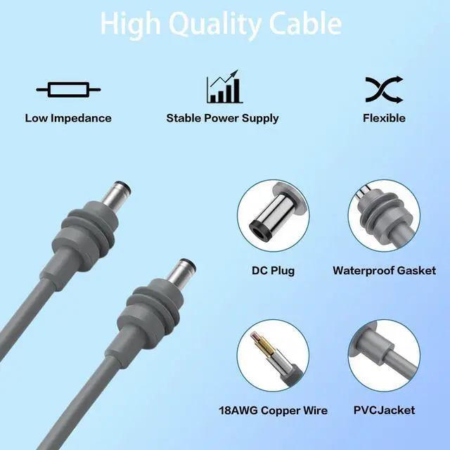 Alt view image 2 of 6 - Starlink Mini Power Cord, Replacement DC-DC Cable | 18AWG Weatherproof Power Supply for Starlink Mini Accessories (6.6FT)