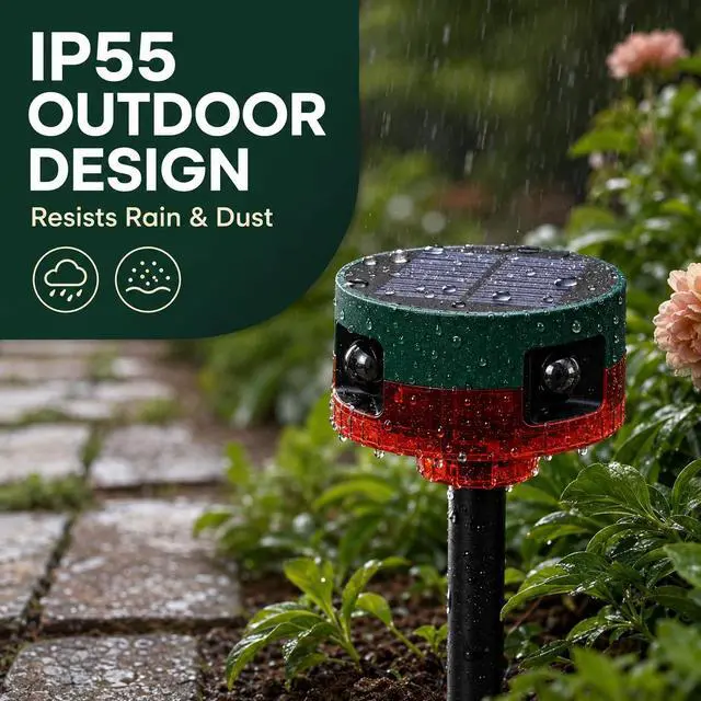 Alt view image 3 of 6 - Solar Outdoor Motion Sensor Alarm: Upgraded 360° Motion Detector 130dB Loud Siren, Remote Control, Porch Security Protector & Camping Safety Device for Yard/Garden Outdoor Areas