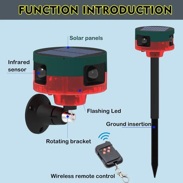 Alt view image 4 of 6 - Solar Outdoor Motion Sensor Alarm: Upgraded 360° Motion Detector 130dB Loud Siren, Remote Control, Porch Security Protector & Camping Safety Device for Yard/Garden Outdoor Areas