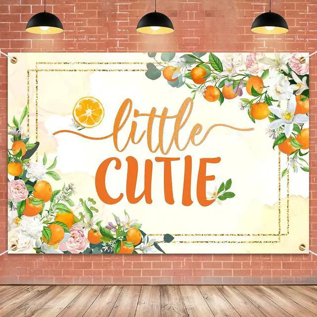 Main image of 6x4ft Little Cutie Banner Backdrop - Fall Baby Shower Decorations Party Supplies for Boys Girls - Orange