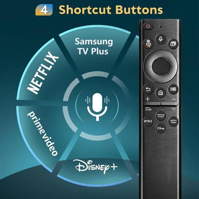 Alt view image 5 of 7 - Replacement Remote Control for Samsung Remote, for All 2019-2025 Samsung Remote Control for Smart with Voice Control. No Solar, Balck