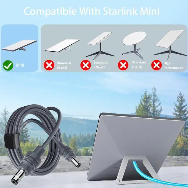 Alt view image 3 of 6 - Starlink Mini Power Cord, Replacement DC-DC Cable | 18AWG Weatherproof Power Supply for Starlink Mini Accessories (6.6FT)