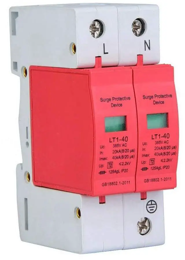 Main image of AC Protector Power Protector Arrester Device, House Protector Low Voltage Arrester for Photovoltaic Thunder, Protective Device Arrester Electronics Accessories (2P40KA)